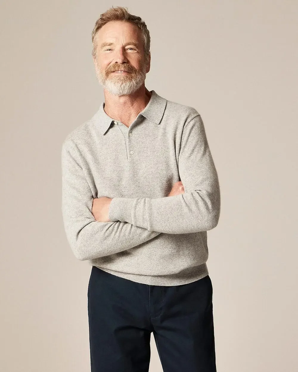 J. Crew Men's Cashmere Collared Sweater-Polo Heather Gray Size XL NWOT